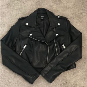 Black Cropped Leather Jacket